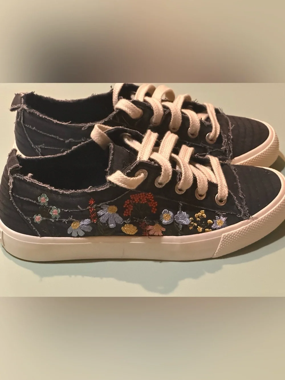 Blowfish Embroidered Black Canvas Lace-Up Sneakers